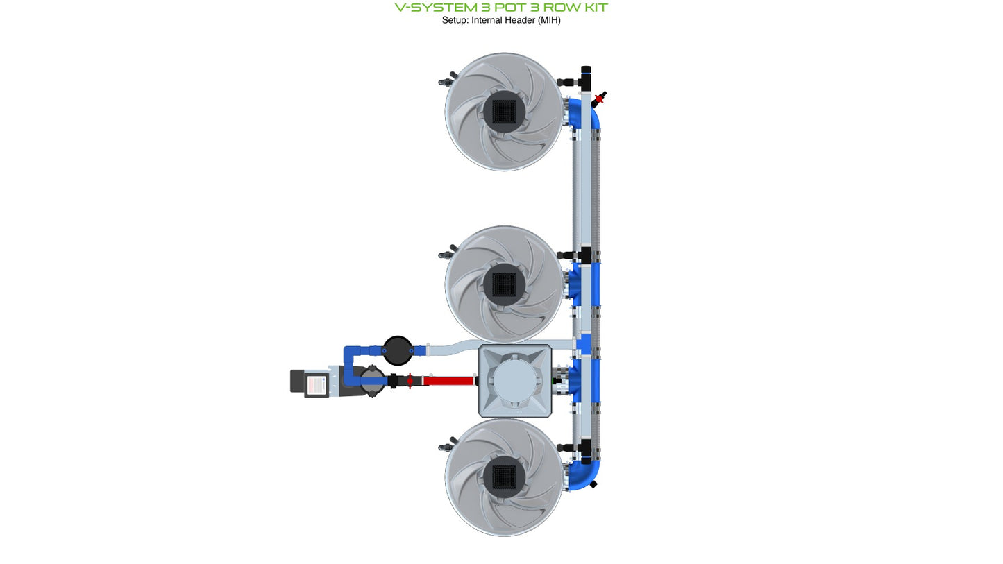 ALIEN Hydroponics V-SYSTEM 3 Pot 3 Row Kit product image 1