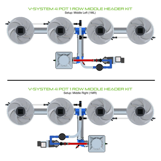 ALIEN Hydroponics V-SYSTEM 4 Pot 1 Row Middle Header Kit product image 1
