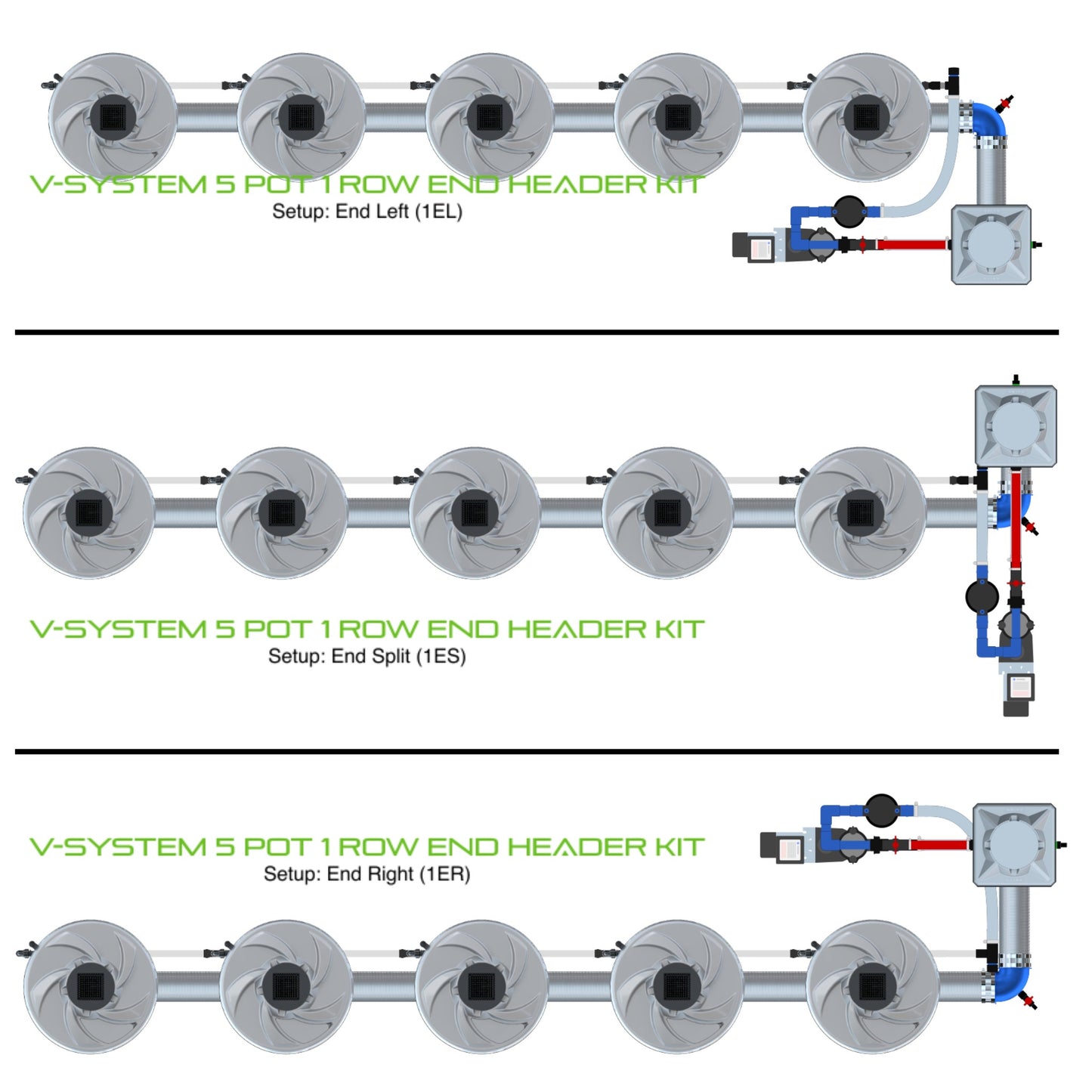 ALIEN Hydroponics V-SYSTEM 5 Pot 1 Row End Header Kit product image 1