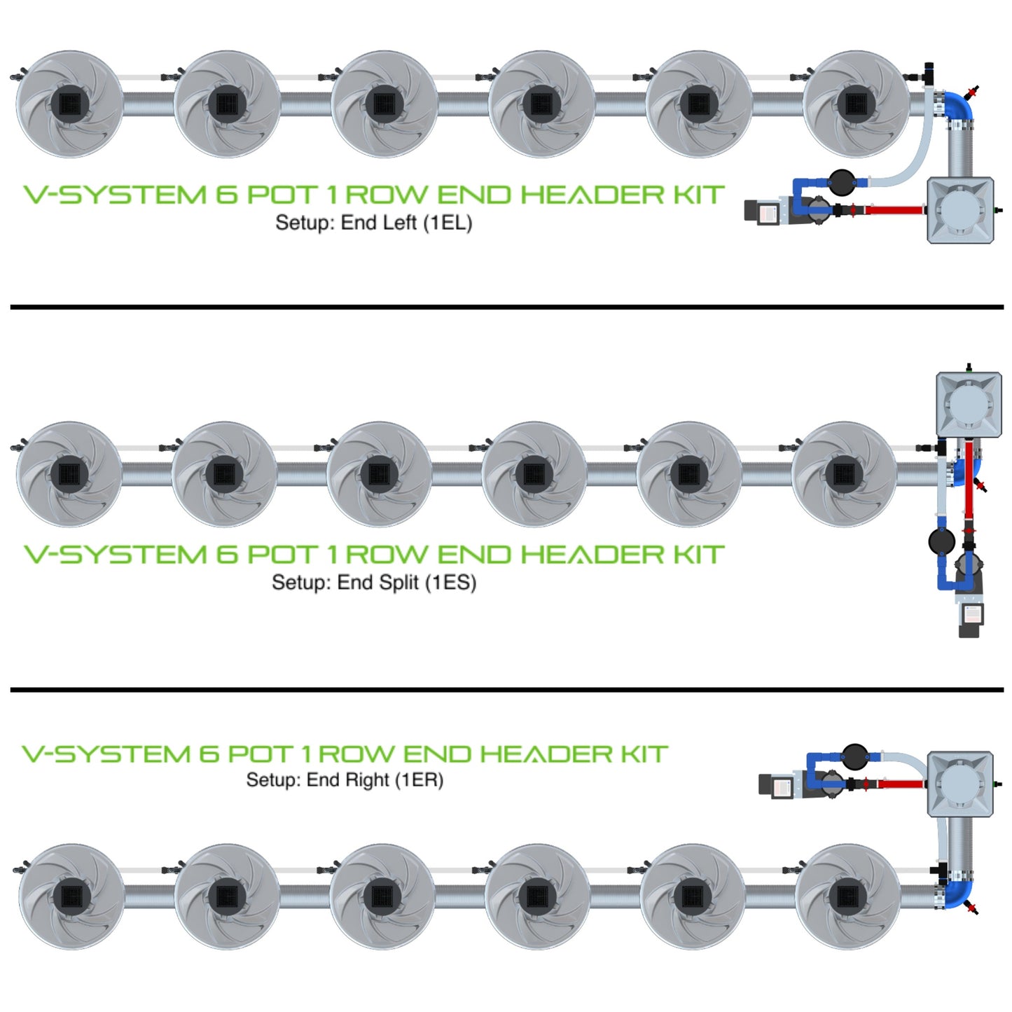 ALIEN Hydroponics V-SYSTEM 6 Pot 1 Row End Header Kit product image 1