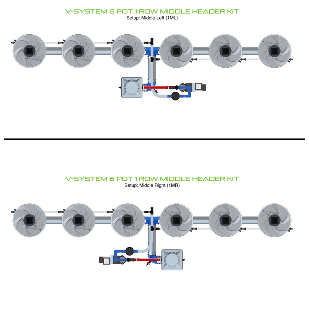 ALIEN Hydroponics V-SYSTEM 6 Pot 1 Row Middle Header Kit product image 1