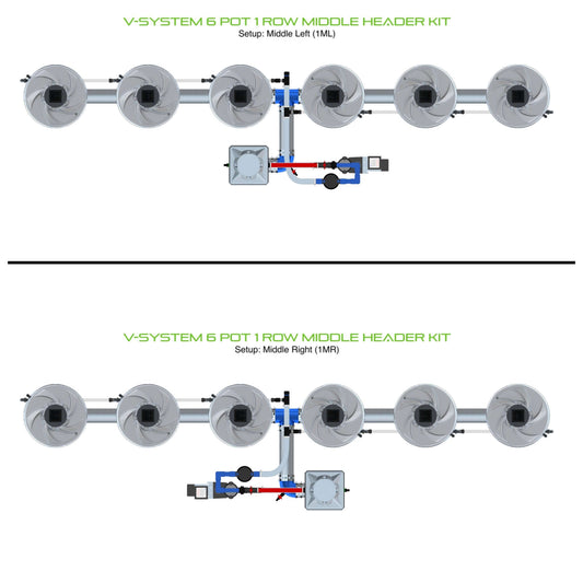 ALIEN Hydroponics V-SYSTEM 6 Pot 1 Row Middle Header Kit product image 1