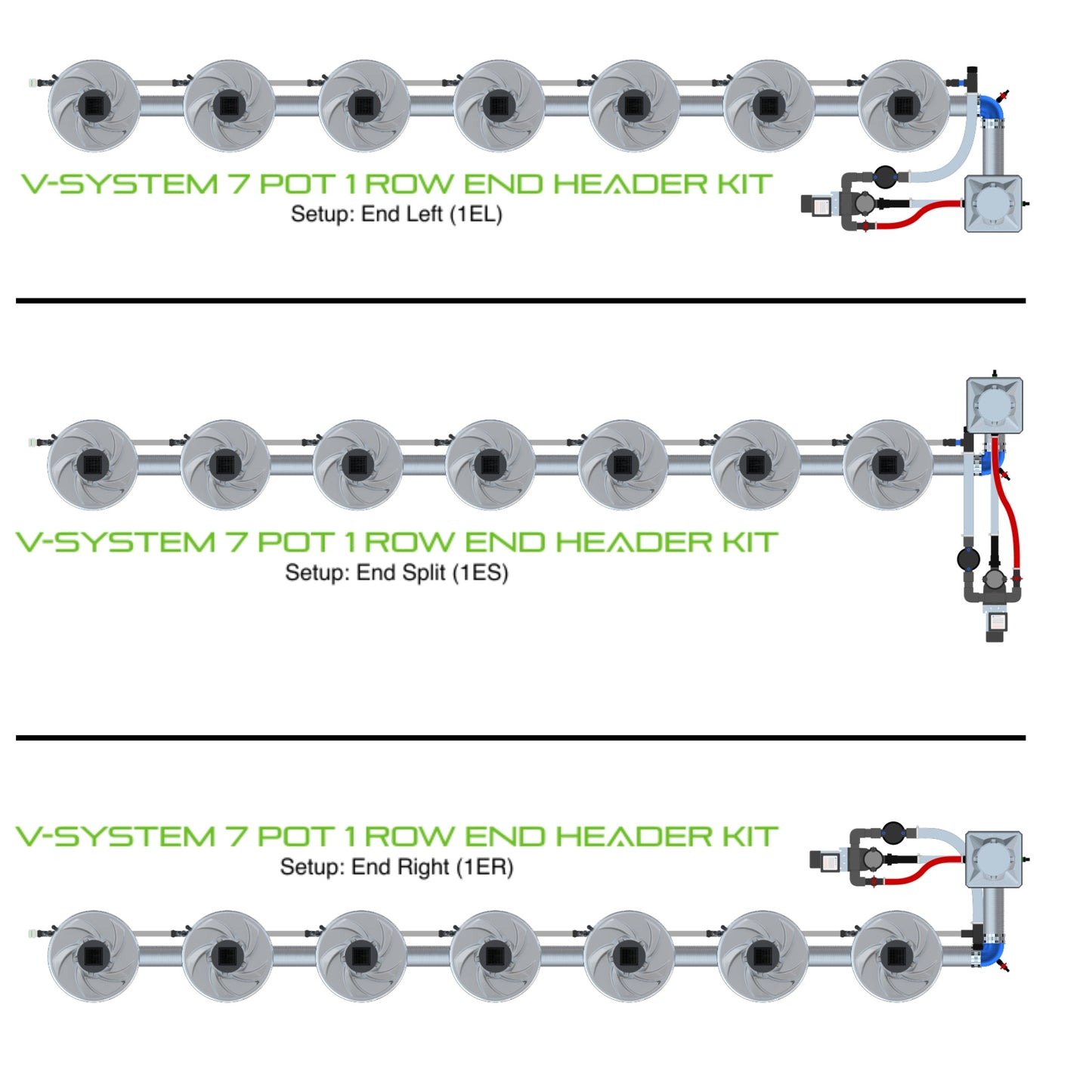 ALIEN Hydroponics V-SYSTEM 7 Pot 1 Row End Header Kit product image 1