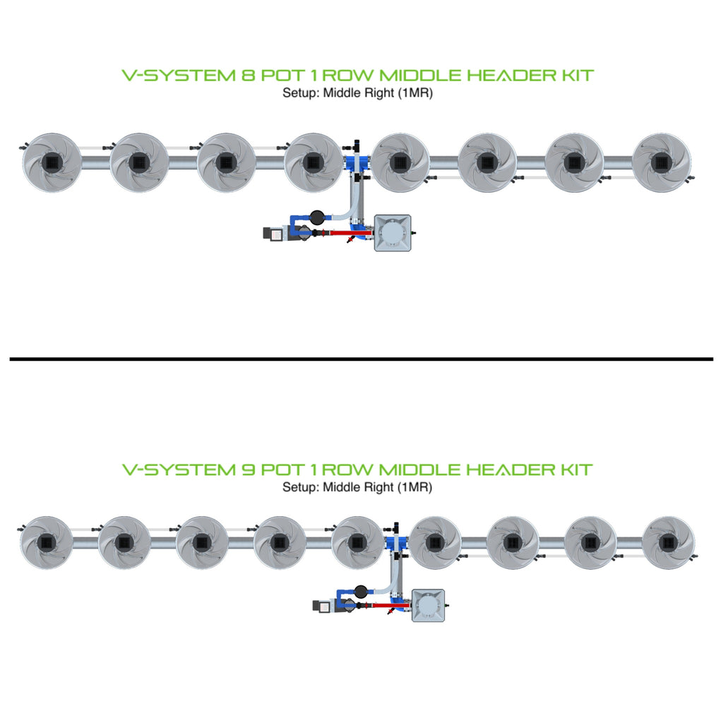 ALIEN Hydroponics V-SYSTEM 8 Pot 1 Row Middle Header Kit product image 1