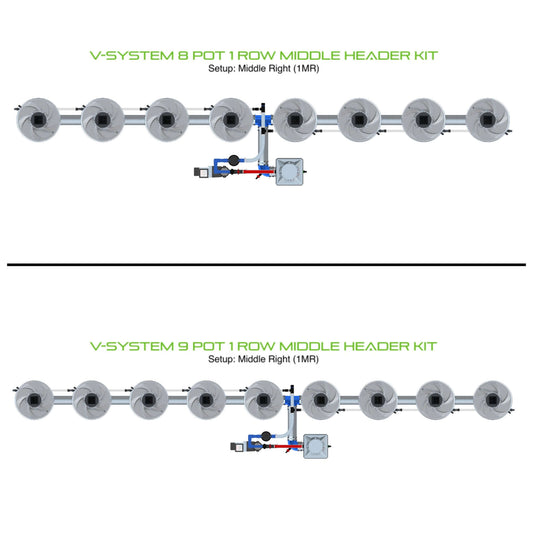 ALIEN Hydroponics V-SYSTEM 8 Pot 1 Row Middle Header Kit product image 1