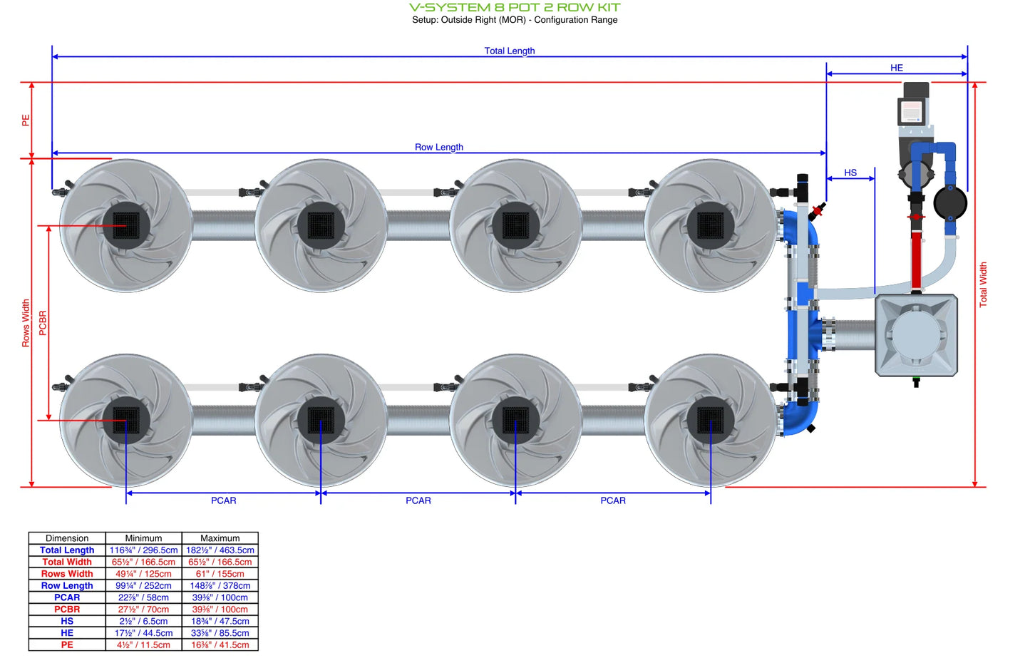 ALIEN Hydroponics V-SYSTEM 8 Pot 2 Row Kit product image 9