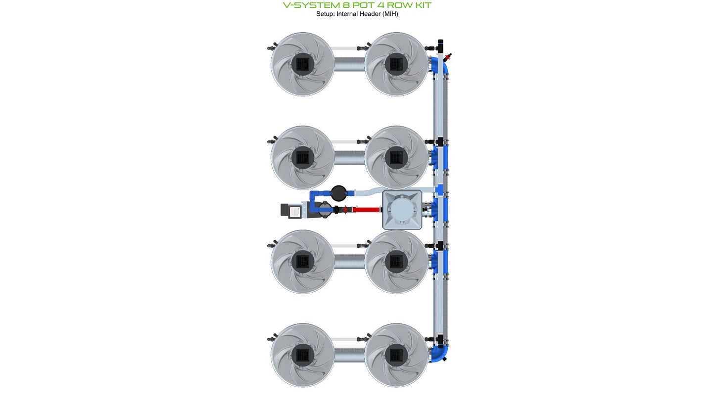 ALIEN Hydroponics V-SYSTEM 8 Pot 4 Row Kit product image 1