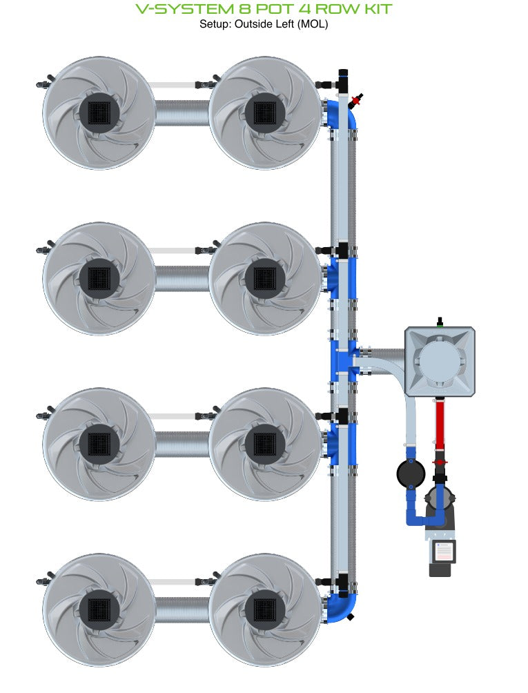 ALIEN Hydroponics V-SYSTEM 8 Pot 4 Row Kit product image 3