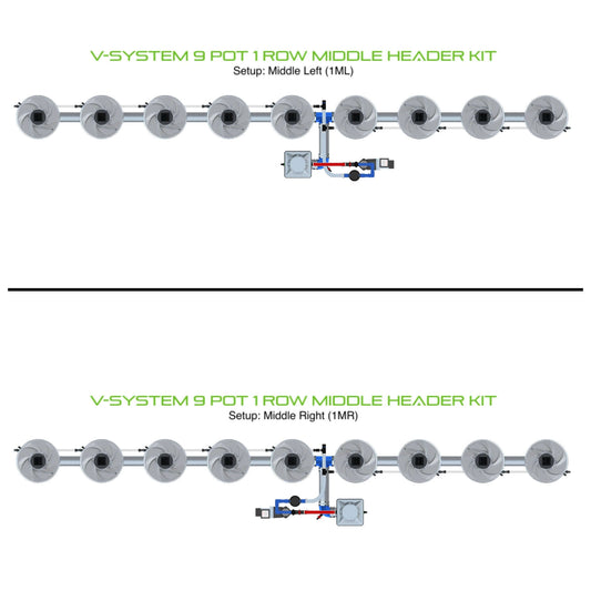 ALIEN Hydroponics V-SYSTEM 9 Pot 1 Row Middle Header Kit product image 1