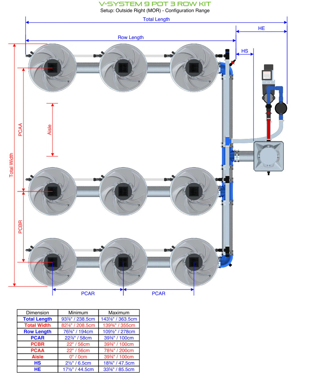 ALIEN Hydroponics V-SYSTEM 9 Pot 3 Row Kit product image 12