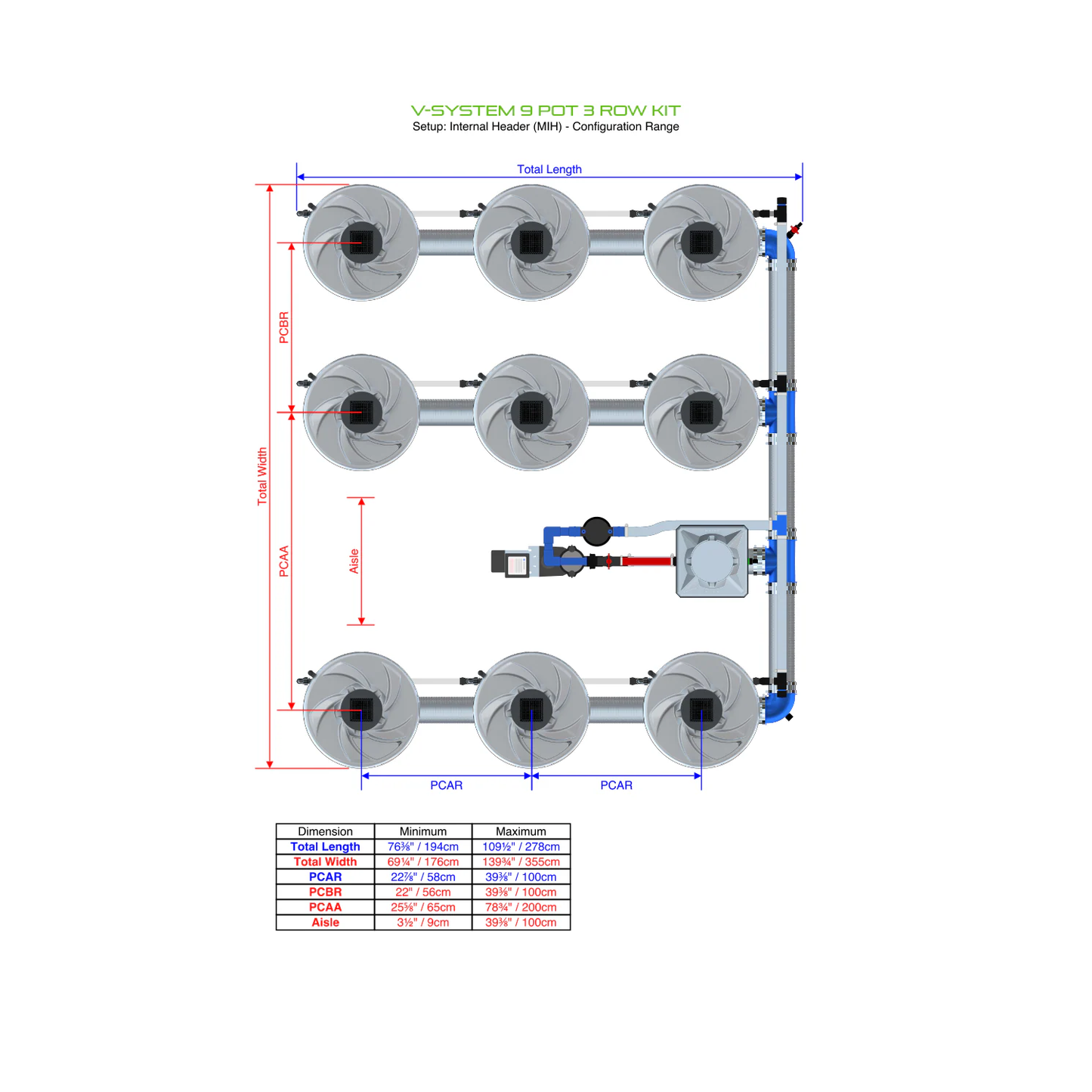 ALIEN Hydroponics V-SYSTEM 9 Pot 3 Row Kit product image 4