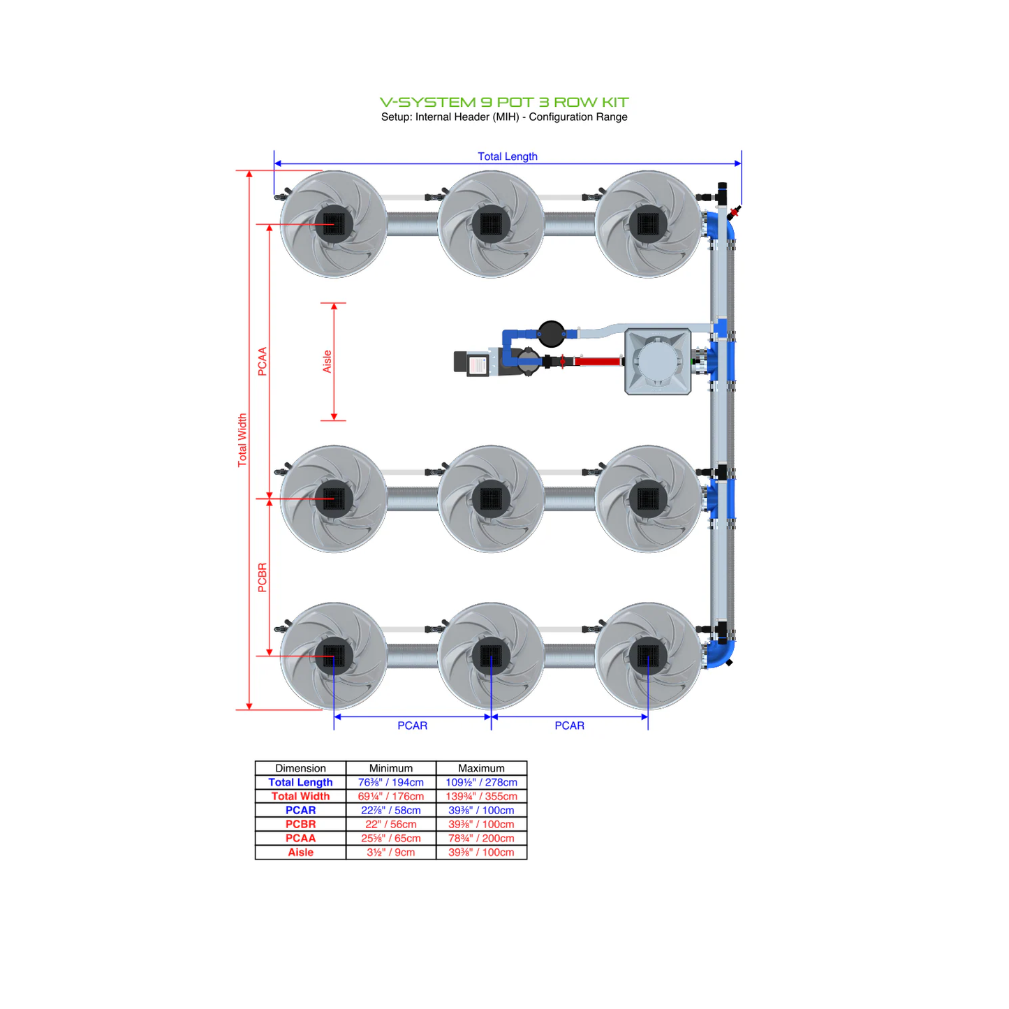 ALIEN Hydroponics V-SYSTEM 9 Pot 3 Row Kit product image 5