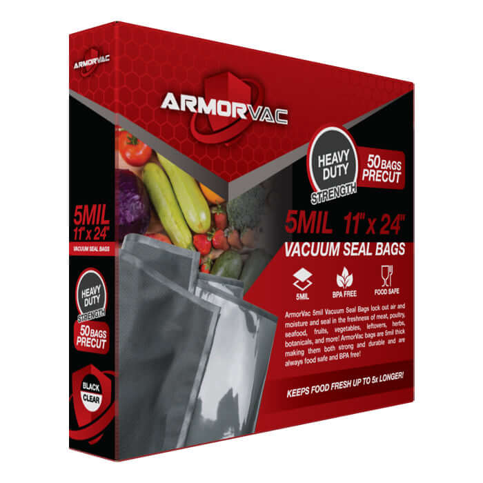 ArmorVac 11"x24" 5mil Precut Vacuum Seal Bags Black & Clear (50 Pack) product image 5