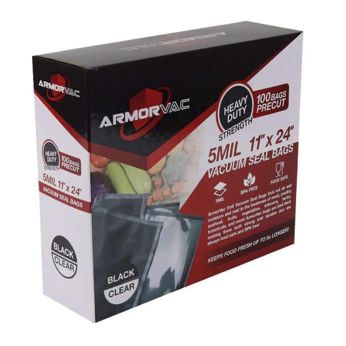 ArmorVac 11"x24" 5mil Precut Vacuum Seal Bags Black & Clear (50 Pack) product image 6
