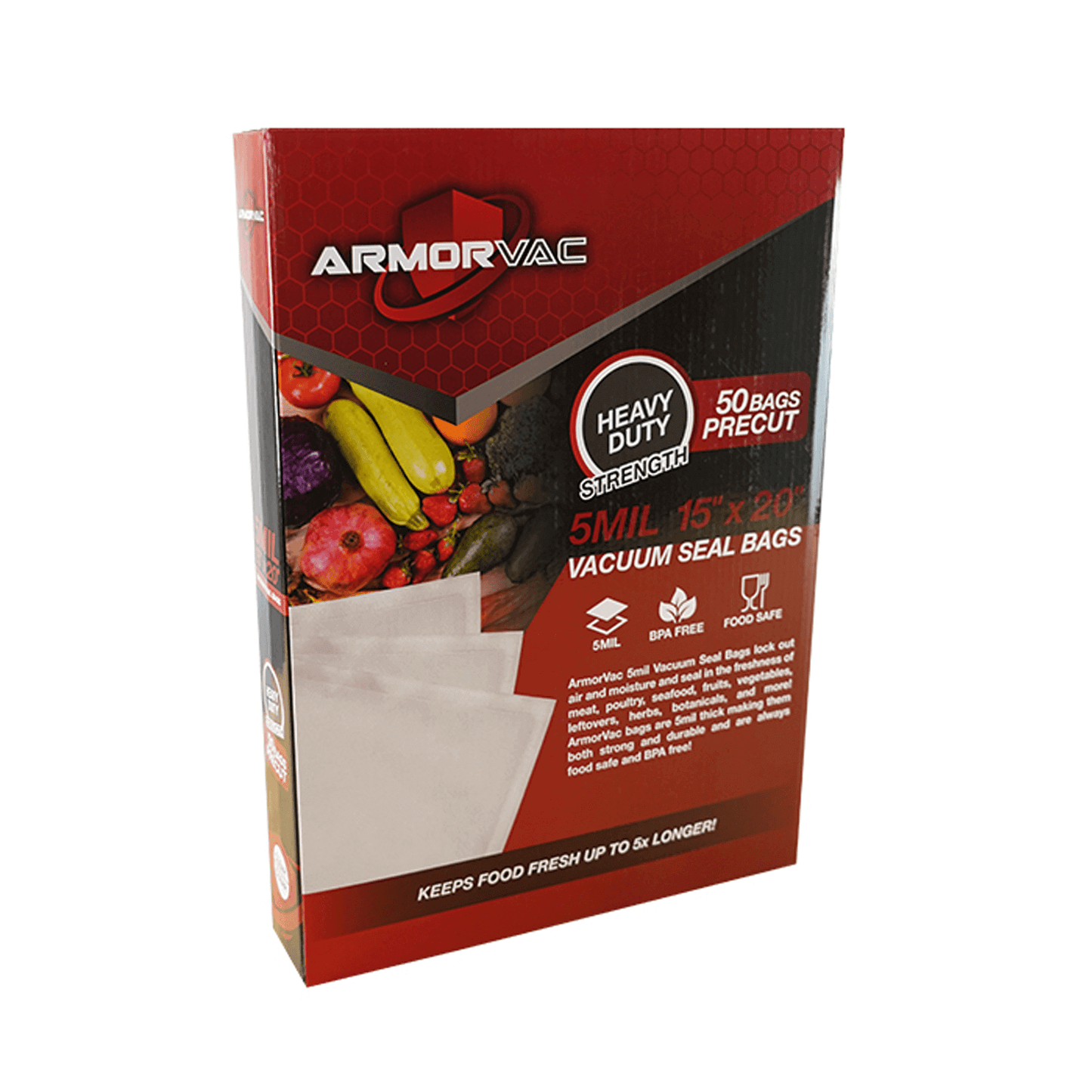 ArmorVac 15"x20" 5mil Precut Vacuum Seal Bags All Clear (50 Pack) 131520CR50 Harvest & Extraction