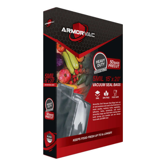 ArmorVac 15"x20" 5mil Precut Vacuum Seal Bags Black & Clear (50 Pack) product image 5