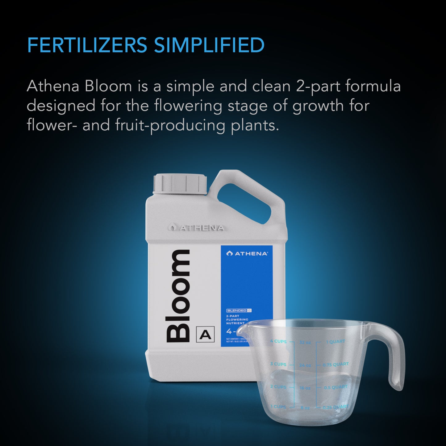Athena Bloom A, Flowering Hydroponic Nutrient, Formula for Flowering Stage of Fruit & Flower Plants, 1 Gallon