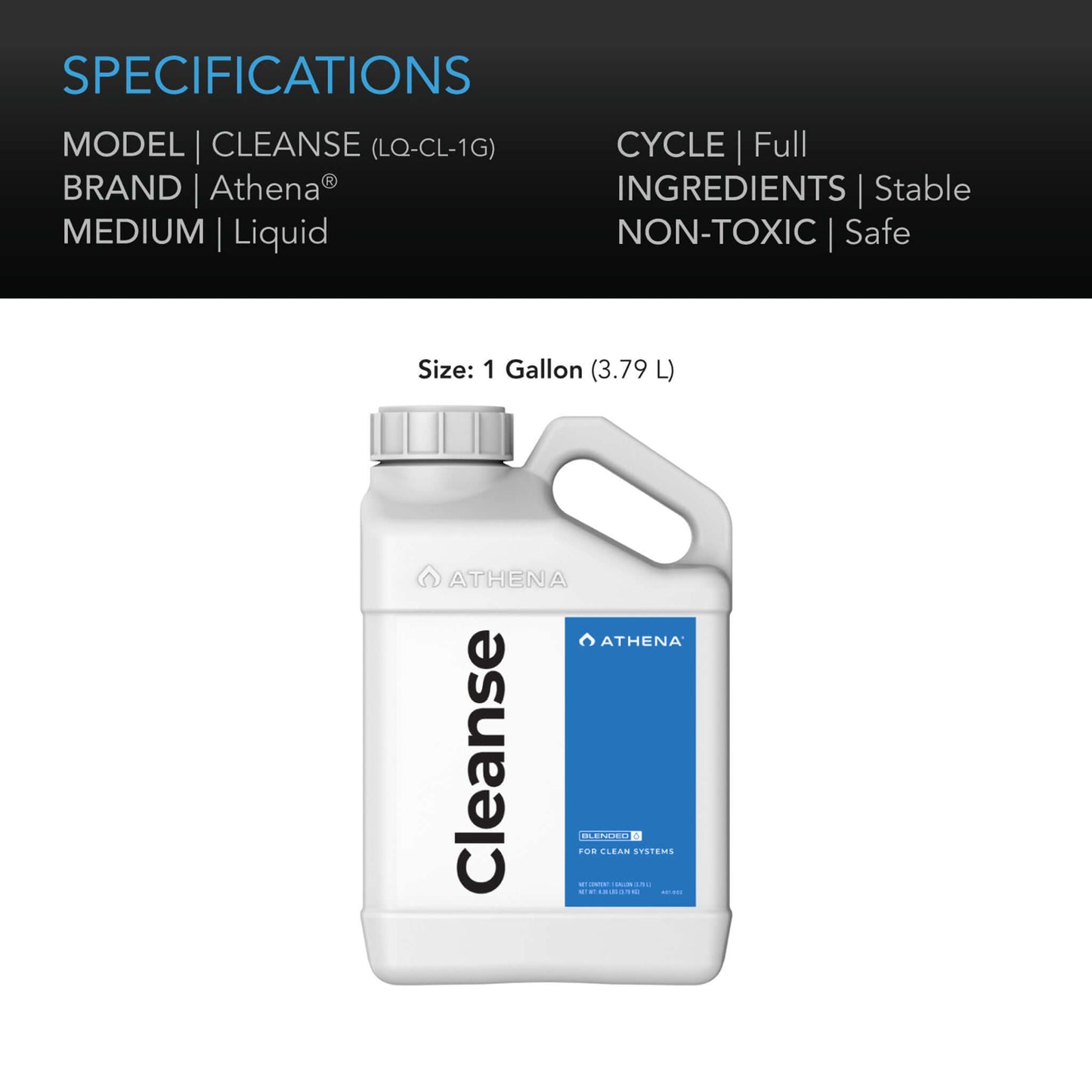 Athena Cleanse, Descaler for Irrigation Systems, Mineral Buildup Removal and Dripper Clogging Prevention, 1 Gallon