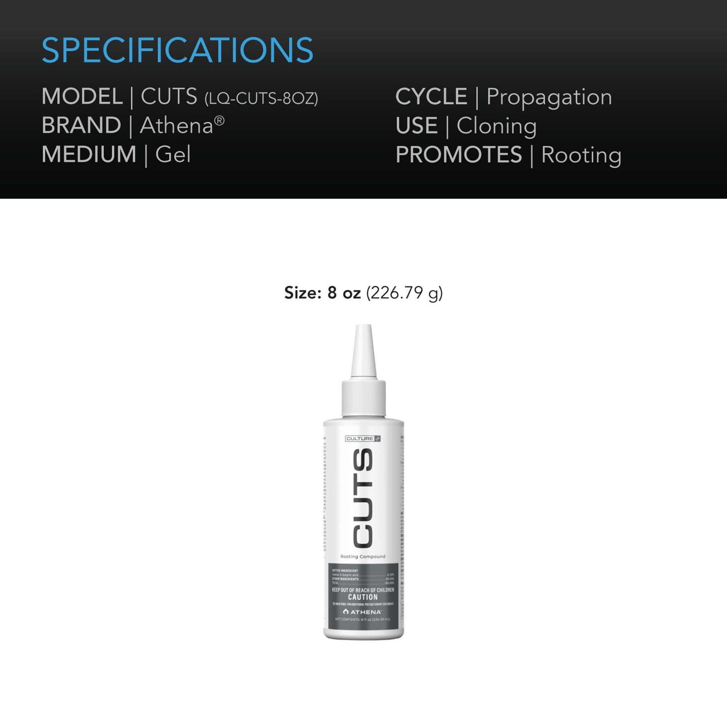 Athena Cuts, Water-Based Rooting Gel for Cloning Plants, 8 oz.