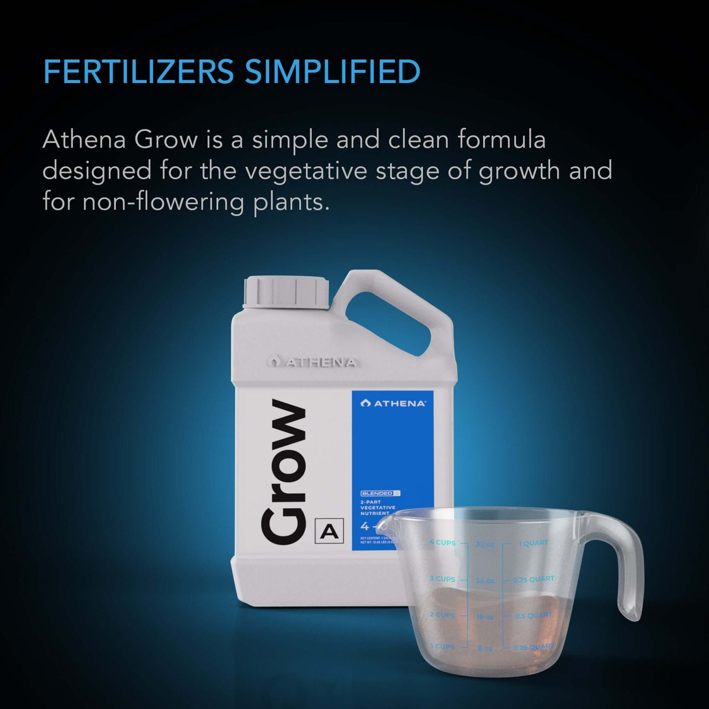Athena Grow A, Vegetative Hydroponic Nutrient, Balanced Formula for Vigorous Plant Growth, 1 Gallon