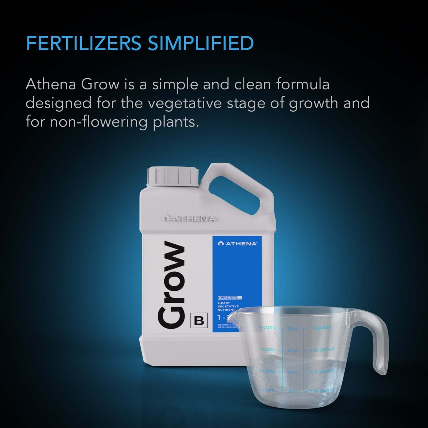 Athena Grow B, Vegetative Hydroponic Nutrient, Balanced Formula for Vigorous Plant Growth, 1 Gallon