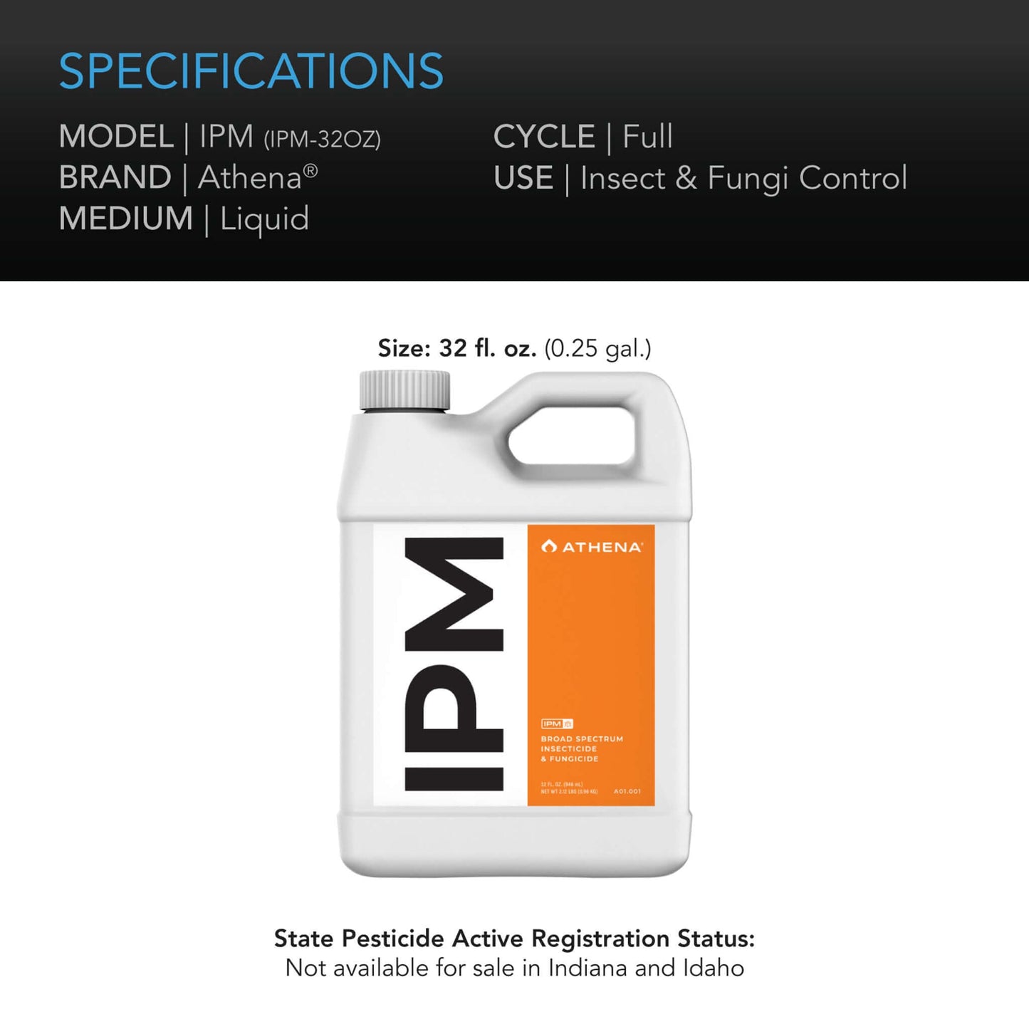 Athena IPM, Foliar Spray for Bug & Powdery Mildew Control, 32 oz.