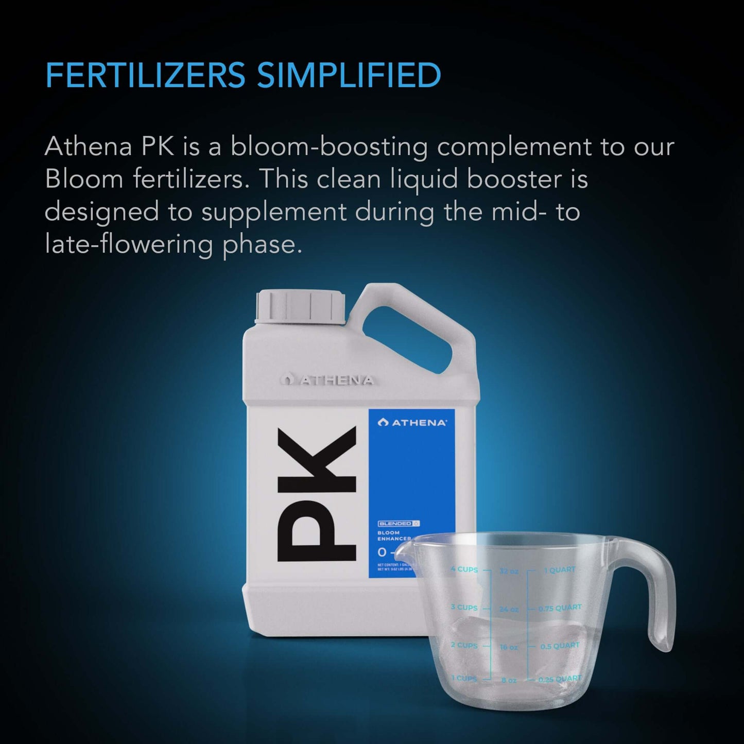 Athena PK, Flowering Phase Fertilizer, Phosphorus and Potassium Supplement Bloom Enhancer for High-Yielding Plants, 1 Gallon