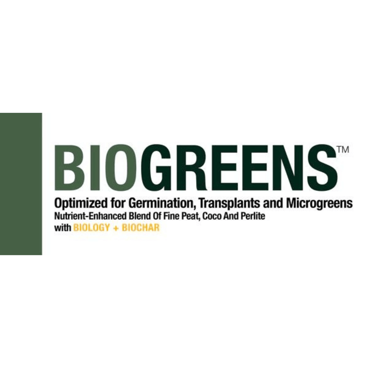 bio365 BIOGREENS soil blend optimized for germination and microgreens with fine peat, coco, and perlite for nutrient-rich growth.