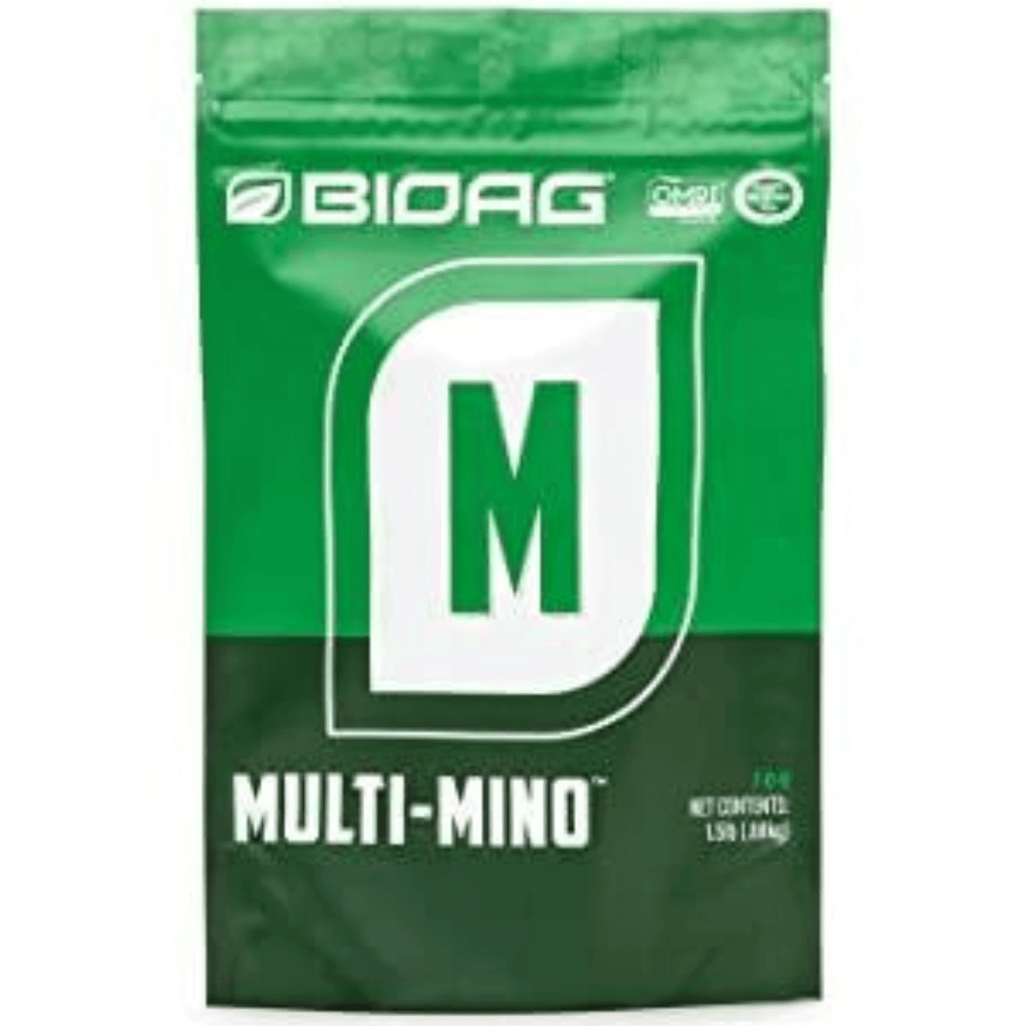 BioAg Multi-Mino Organic Amino Acid Fertilizer, 1.5 lb pouch for enhanced plant health and nutrient uptake.