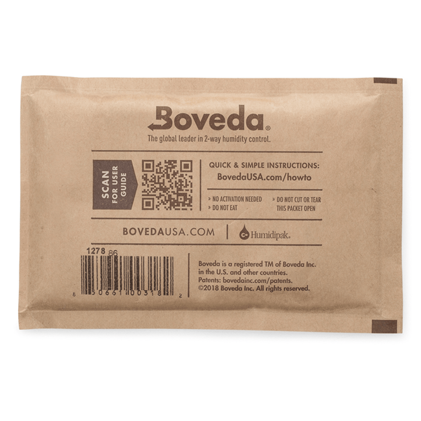 Boveda 67g 62% Humidity Control Pack in sealed wrapping for moisture management.