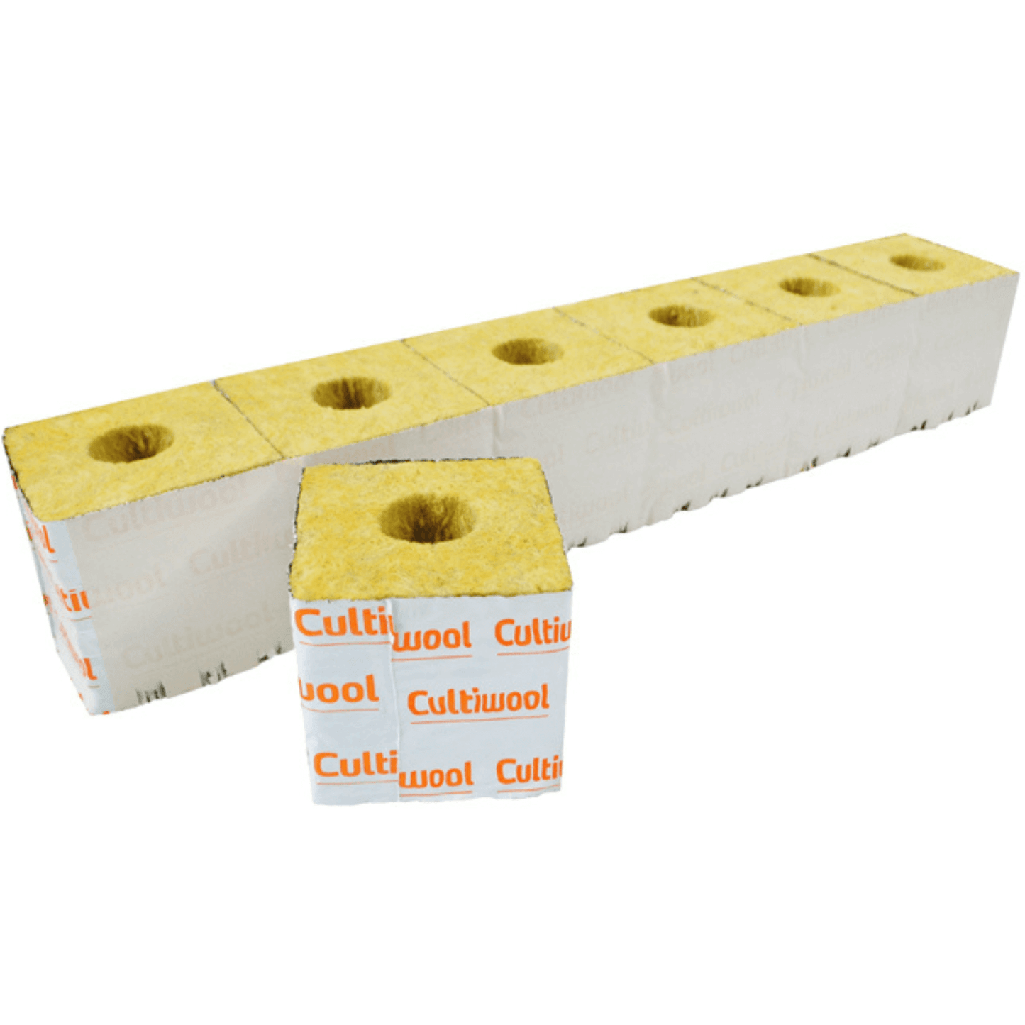 Cultiwool 4" x 4" x 4" Rockwool Blocks for optimal plant growth, featuring uniform water distribution, case of 144.