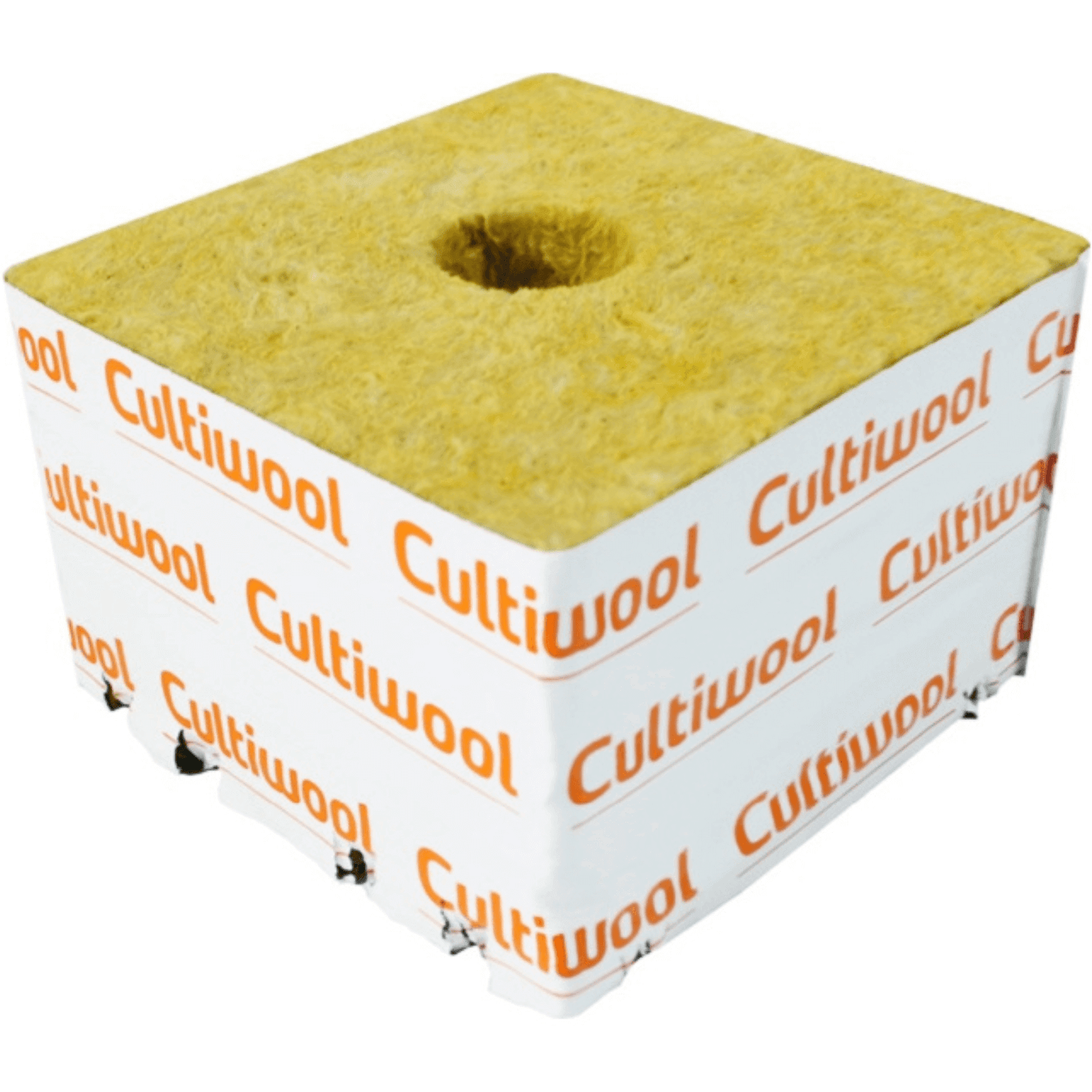 Cultiwool 6"x6"x4" Cultilene Rockwool Block with Optidrain for Efficient Hydroponic Growth