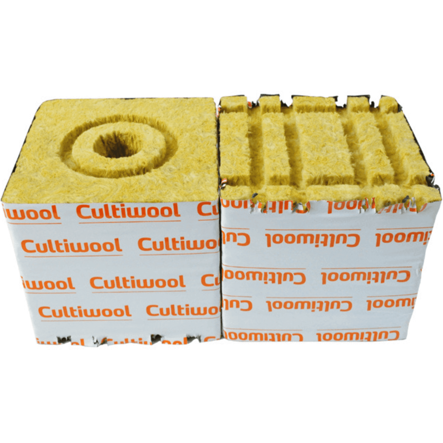 Cultiwool 6" x 6" x 6" Blocks of Cultilene Rockwool with Optidrain and Donut Rings - Case of 48 CUL667 Planting & Watering