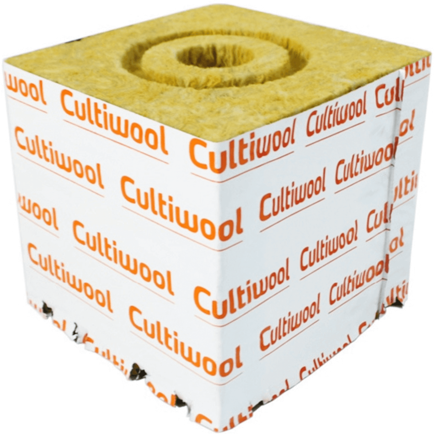 Cultiwool 6" x 6" x 6" Blocks of Cultilene Rockwool with Optidrain and Donut Rings - Case of 48 CUL667 Planting & Watering