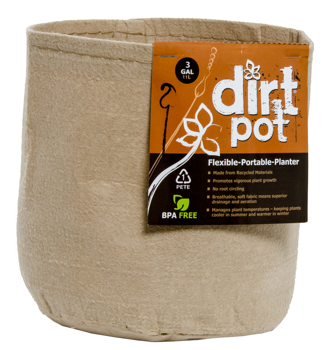 Dirt Pot Flexible Portable Planter Tan 3 gal no handles product image 1