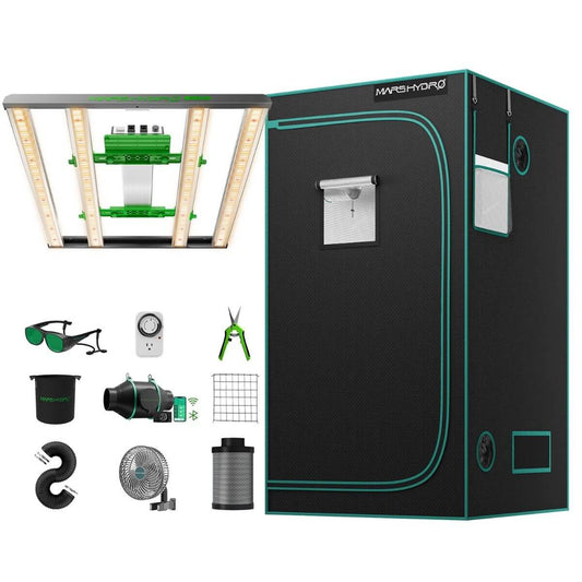 Mars Hydro FC 3000-EVO LED Grow Light + 3' x 3' Grow Tent + iFresh Inline Fan Combo with Temperature and Humidity Controller