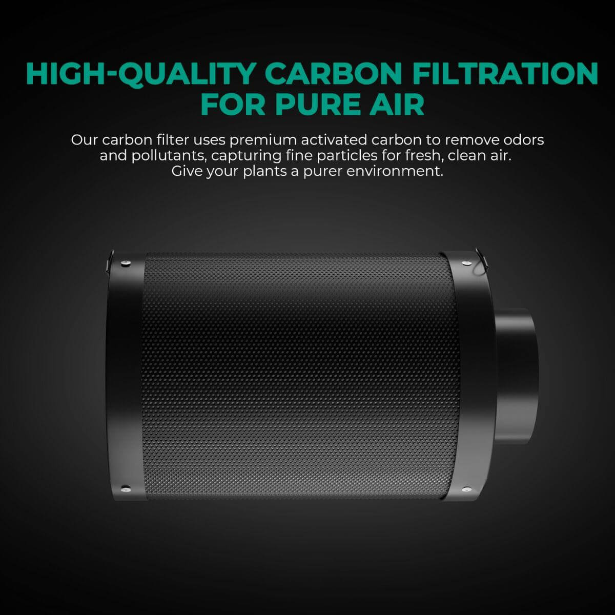 Mars Hydro inline air carbon filter for effective odor removal and air purification in indoor gardening.