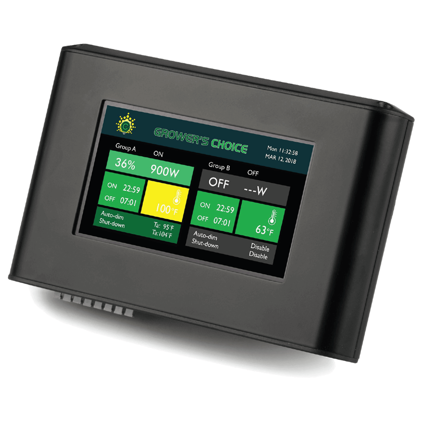 Grower's Choice Master Controller for lighting, supports up to 200 fixtures, adaptable with GC-315 CMH, GC-630NS CMH, ROI Series LED.