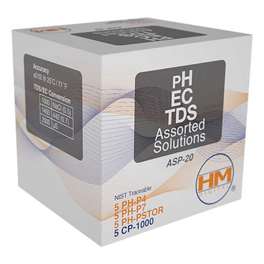 HM Digital 20 pack mix of 1000 ppm TDS pH 4 pH7 pH storage solutions product image 1