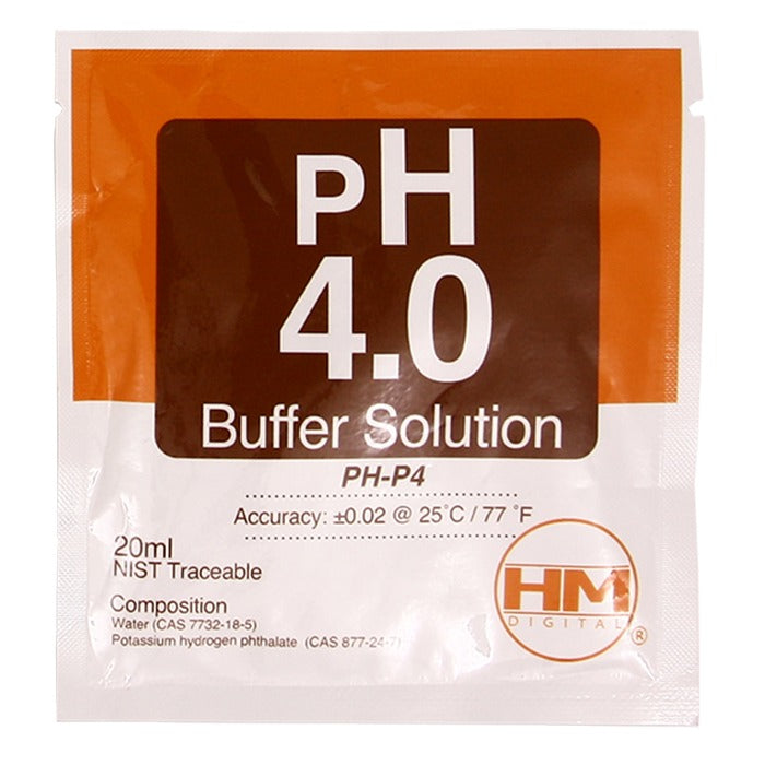 HM Digital pH 4.0 buffer solution - 20 packets of 20 ml product image 2