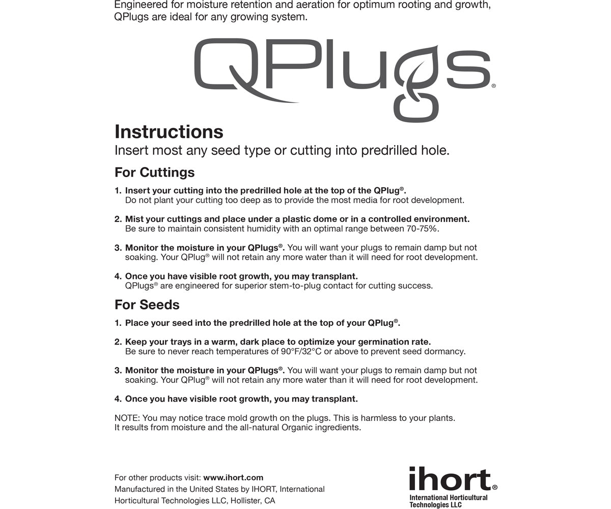 iHORT Q-Plug Cubes bag of 100 Seed Starting/Cloning product image 2