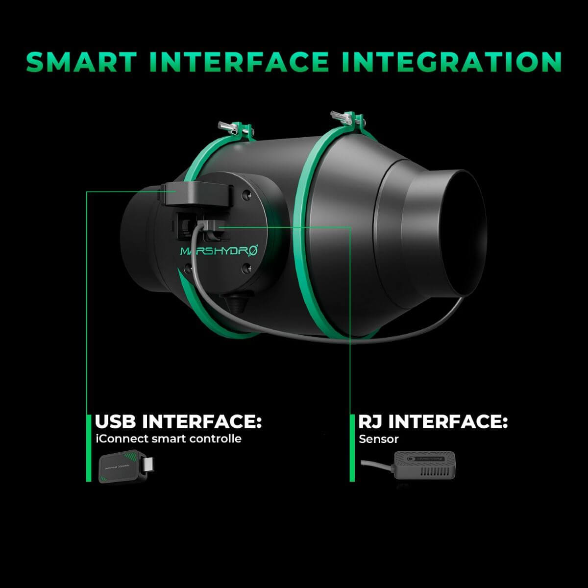 Mars Hydro iConnect Smart Controller with USB and RJ interface ports for enhanced device integration and control.