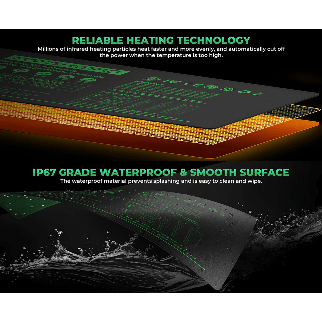 Mars Hydro 10'' x 20.75'' Seedling Heat Mat & Digital Thermostat Combo product image 10