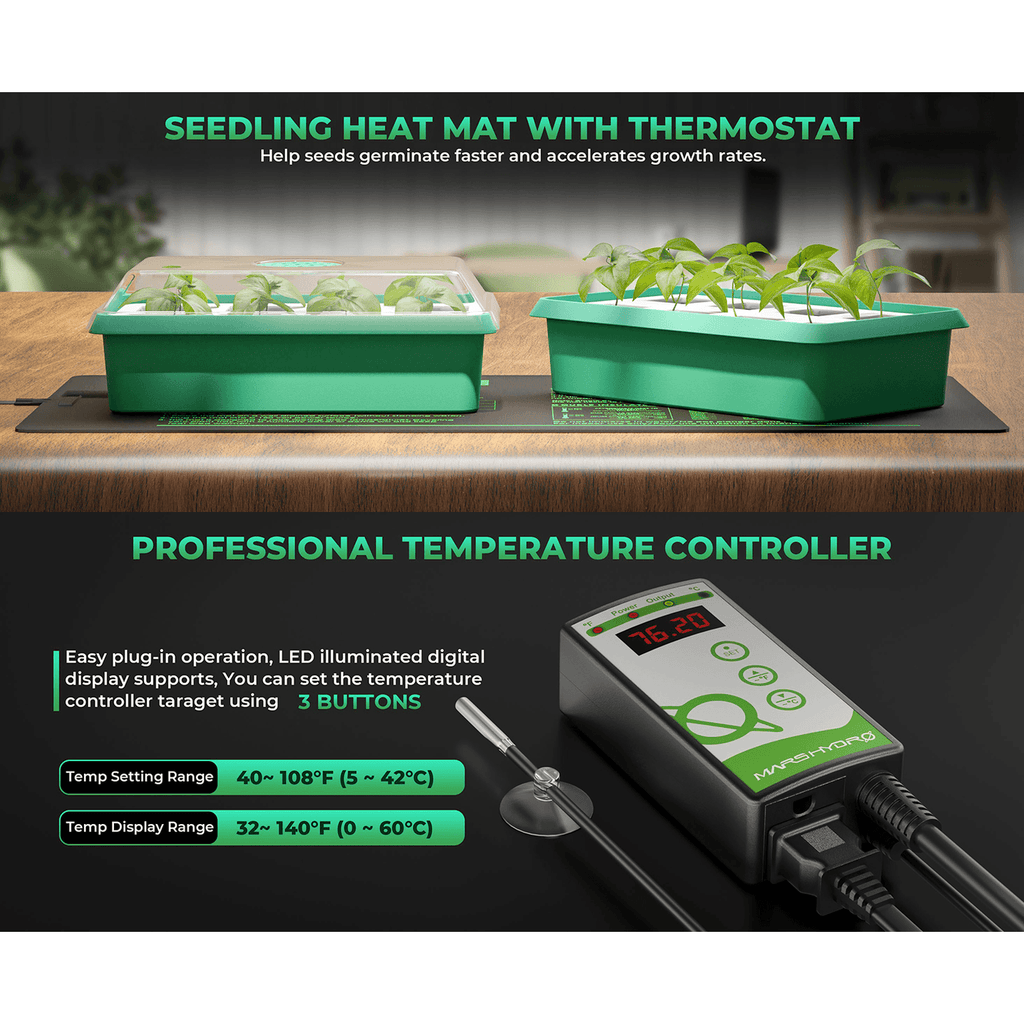 Mars Hydro 10'' x 20.75'' Seedling Heat Mat & Digital Thermostat Combo product image 12