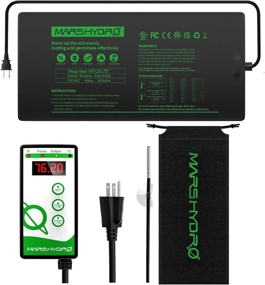 Mars Hydro 10'' x 20.75'' Seedling Heat Mat & Digital Thermostat Combo product image 1