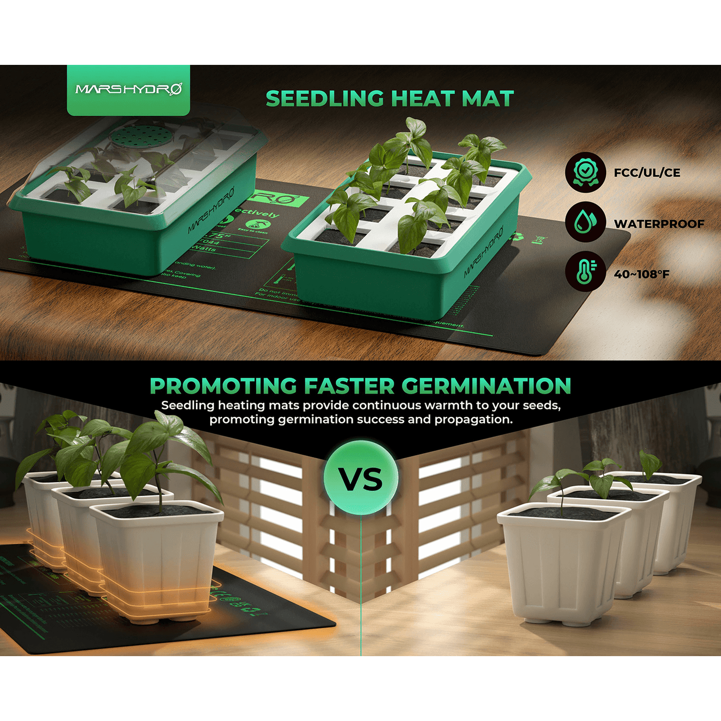 Mars Hydro 10'' x 20.75'' Seedling Heat Mat & Digital Thermostat Combo product image 9
