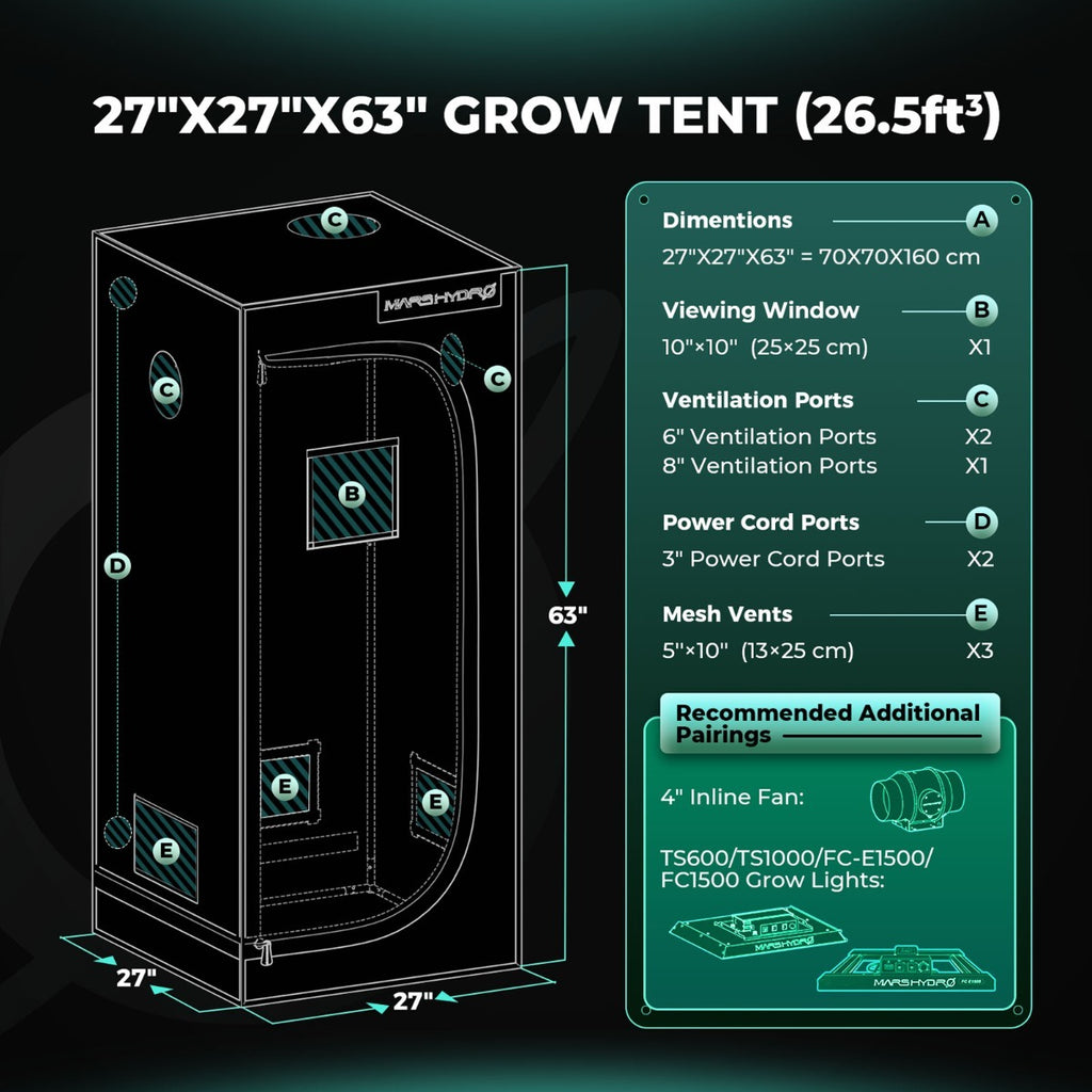 Mars Hydro 2' 4" x 2' 4" x 5' 4" (70cm x 70cm x 160cm) Indoor Grow product image 2