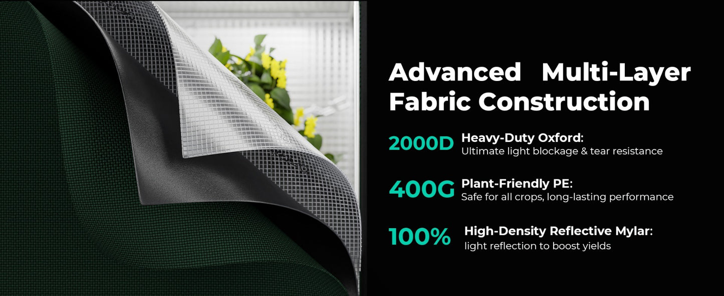 Mars Hydro 2x4 Grow Tent Pro 24" x 48" x 71" - 2000D Lightproof with High-Reflective Mylar & Large Viewing Window product image 4