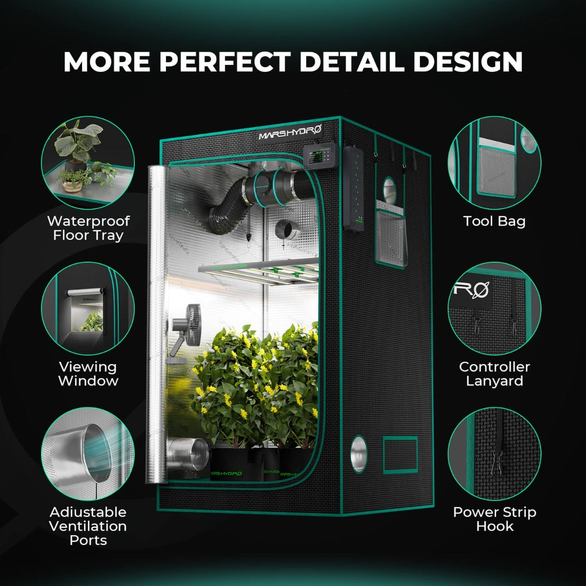 Mars Hydro 3' 3" x 3' 3" x 6' 1" (100cm x 100cm x 180cm) Indoor Grow product image 10