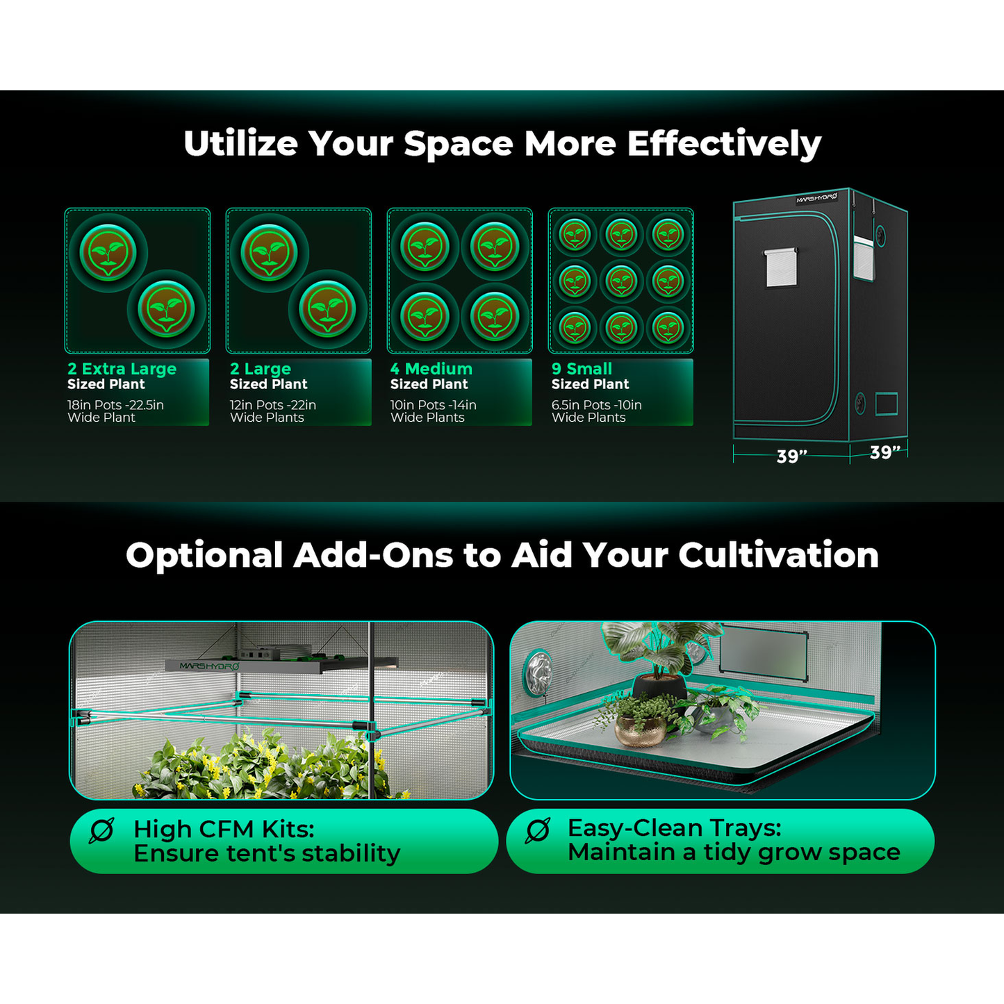Mars Hydro 3' 3" x 3' 3" x 6' 1" (100cm x 100cm x 180cm) Indoor Grow product image 14